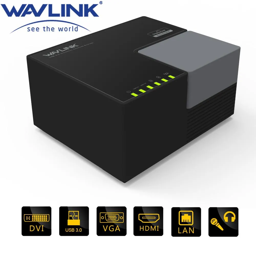 Станции Wavlink USB 3.0 Universal Dock Station Dual Video DisplayLink Full HD 1080p DVI для VGA HDMiport для док -станции для ноутбука
