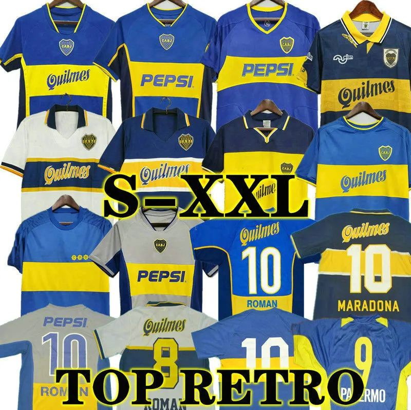 97 98 Boca Juniors Retro 1981 Soccer Jerseys 2005 100TH Maradona ROMAN GAGO 99 축구 셔츠 클래식 00 01 02 03 04 05 06 Camiseta Futbol 빈티지 81 RIQUELME 84 95 96 99
