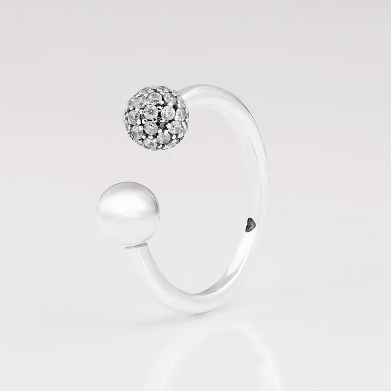 Polished & pavé bead on sale open ring