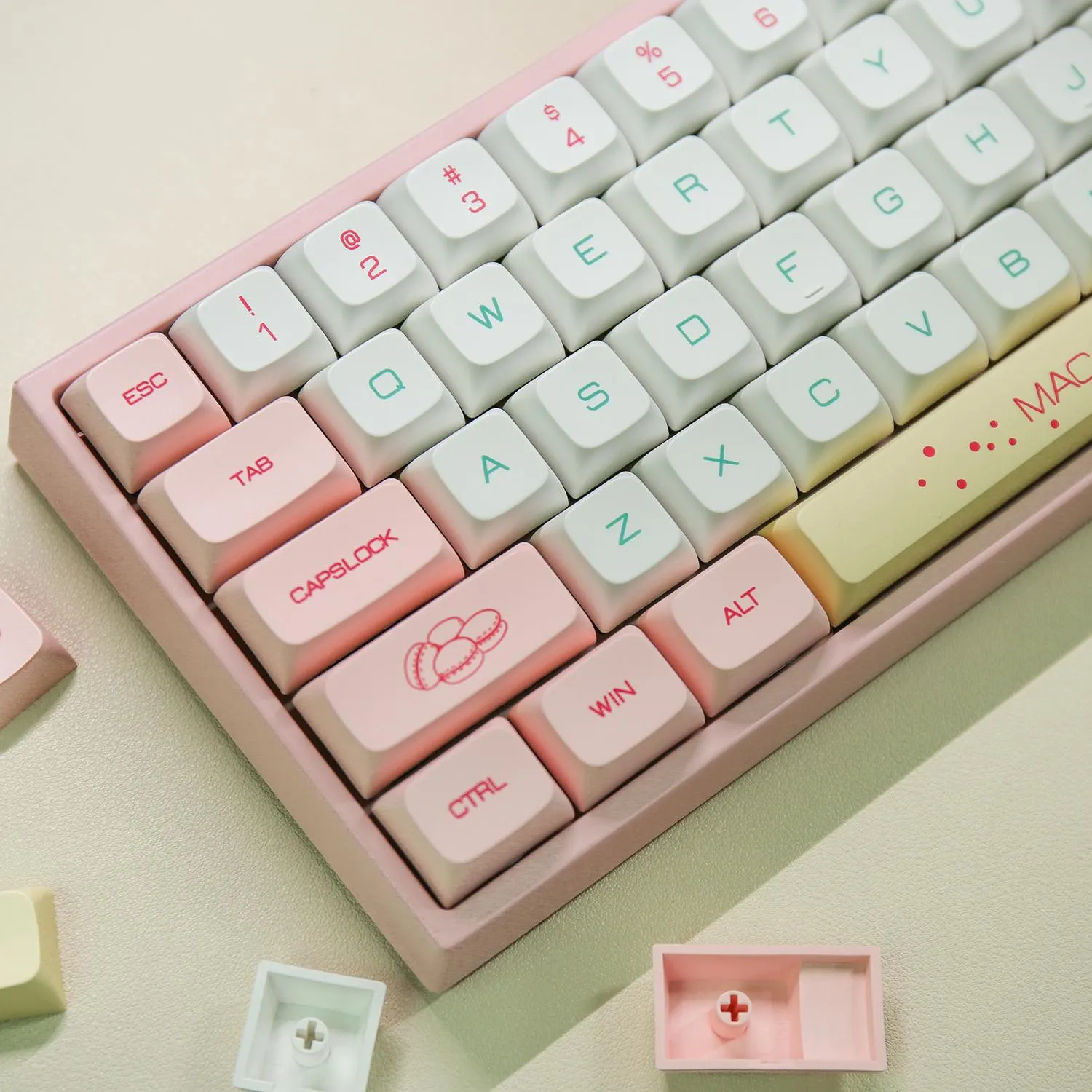 Combos 131 touches / set rose macaroon Keycaps pbt colorant sublimation clés caps xda profil keycap avec 1,75u 2u shift pour clavier personnalisé