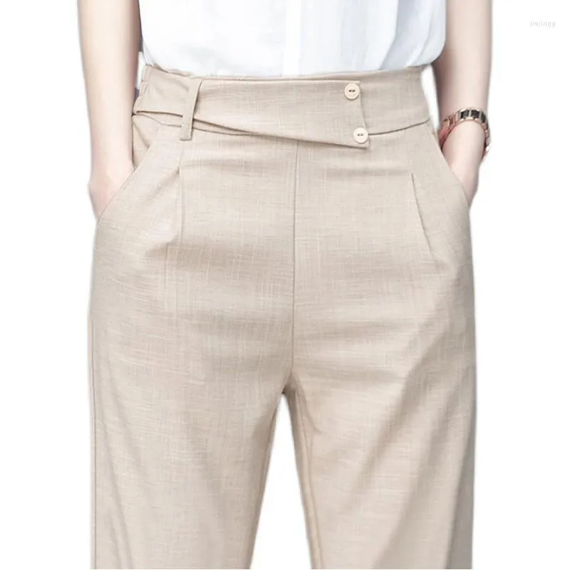 Pantaloni da donna 2023 Summer Women Work Wear Due bottoni Casual Pantaloni Harem da donna slim a vita alta da donna casual di grandi dimensioni