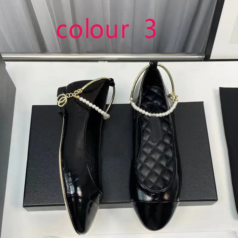 Dress shoes designer Ballet shoe Spring Autumn Pearl Gold Chain fashion new Flat boat shoe Lady Lazy dance Loafers Black women SHoes size 34-41-42 With box Leather sole