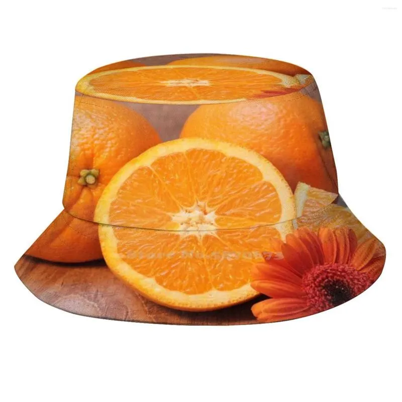 Bérets Orange agrumes chapeau de pêcheur seau chapeaux casquettes fruits sain vitamine C frais demi vitamines nourriture délicieuse