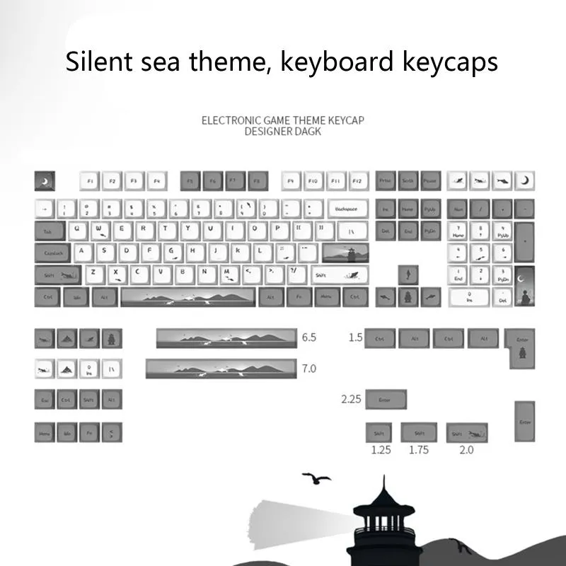 Accesorios 130 Teclas Mecánicas Teclas de teclado Juego electrónico XDA Altura PBT Keycap Sub para GK61/64/68/75/84/87/96/980/104