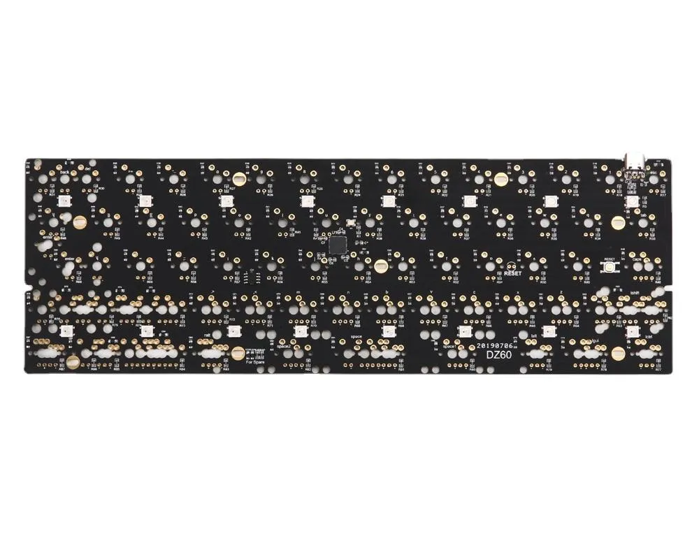 COMBOS KBDFANS DZ60 PCBはんだ付けPCB 61 64キーメカニカルキーボードPCB QMKアンダーグローISOレイアウト