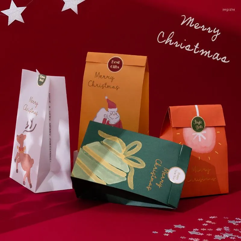 Confezione regalo Natale Borsa per bambini con adesivo Candy Apple Packaging Paper Box Year Tote