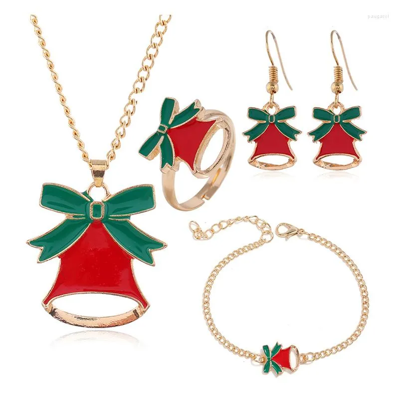 Brincos de colar Set Setes de Natal Snowman Snow Elk Snowflake Tree Santa Stud Bracelet Jewelry 2023 Tende
