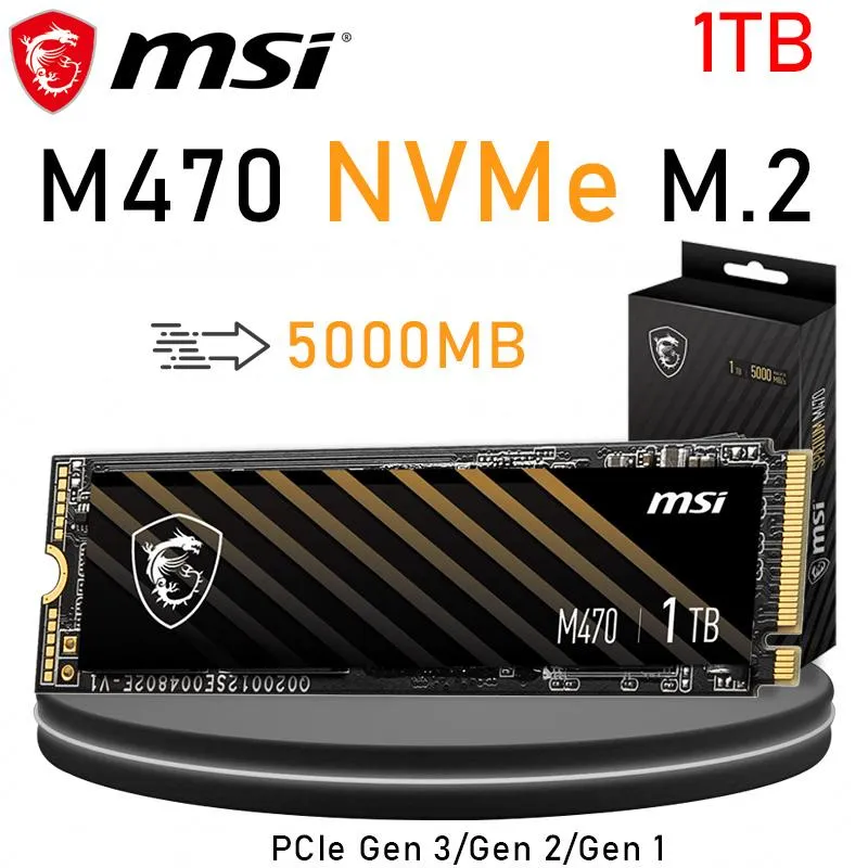 Antriebs MSI M470 PCIE 4.0 NVME M.2 1TB SSD für Desktop -Laptop 1TB SSD M.2 5000MB/s 3300TBW PCIE Gen4x4 Schnelle Geschwindigkeiten 1TB SSD Phison E16