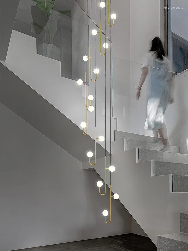 Lâmpadas pendentes Modern Staircase Chandelier Design LED teto Adequado para iluminar o enforcamento criativo