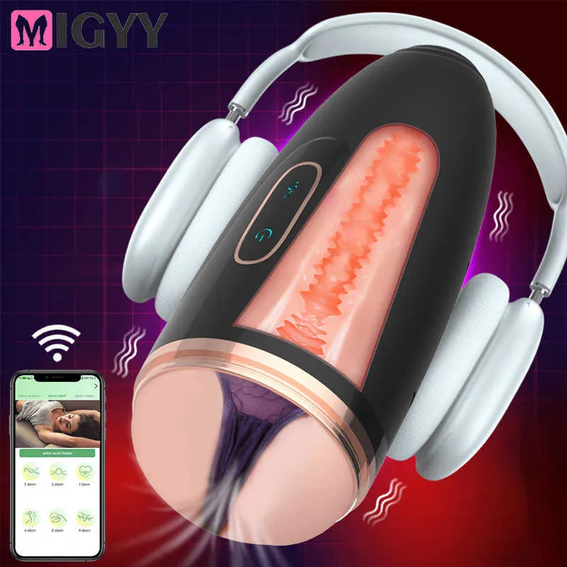 Manlig Masturbator Cup Bluetooths App Control Sexiga leksaker för män Vakuumficka Pussy Sex Machine Vuxen Vibrator