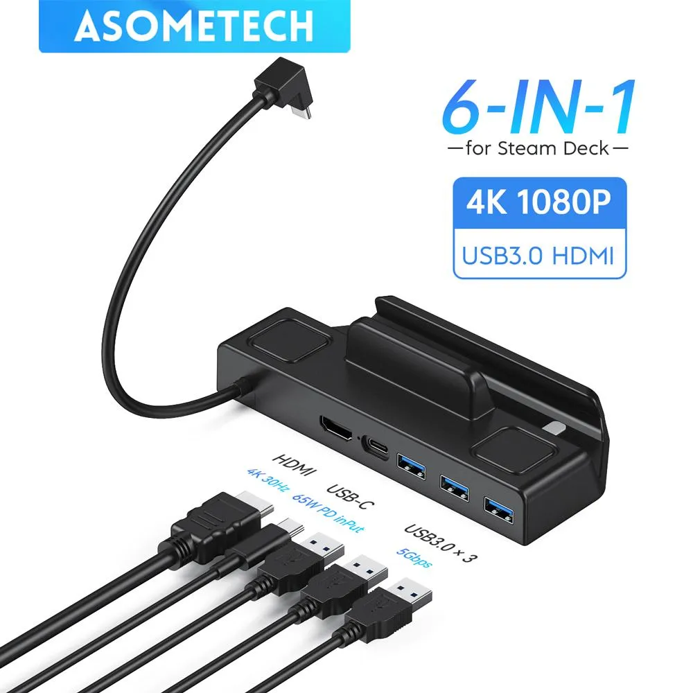 Adaptateur Station d'accueil Steam Deck support de Base TV 4K 30Hz HDMIcompatible USB3.0 Typec chargeur support de quai de voyage pour Steam Deck/Nintendo