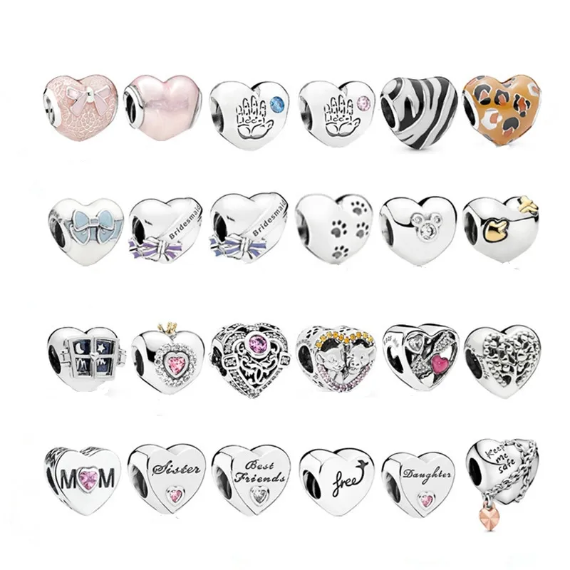 925 Pounds Silver New Fashion Charm Original Round Beads,Love, Crown, Bow, Love, Lover Beads, Compatible Pandora Bracelet, Beads