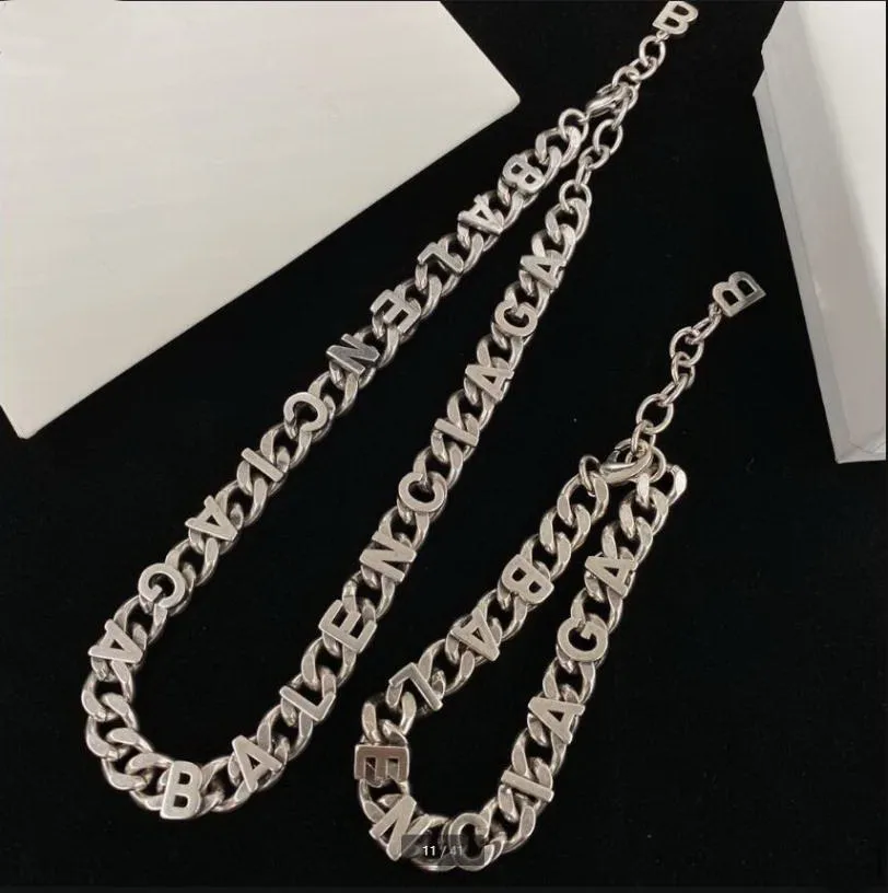 Titanium steel Great B letter Thick chain necklace female exaggerated earrings women Punk 18K gold plated bracelet bangle Jewelry Bm03q