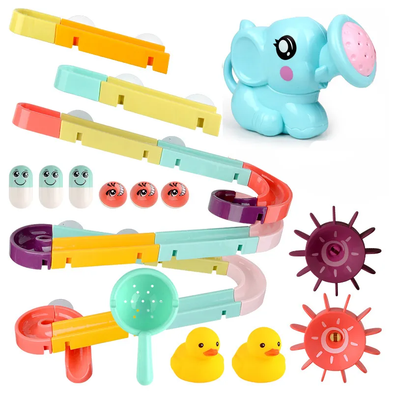 Bébé bain jouets mur ventouse marbre course course piste bâton au mur salle de bain baignoire enfants jouer jeux d'eau jouet ensemble pour enfants