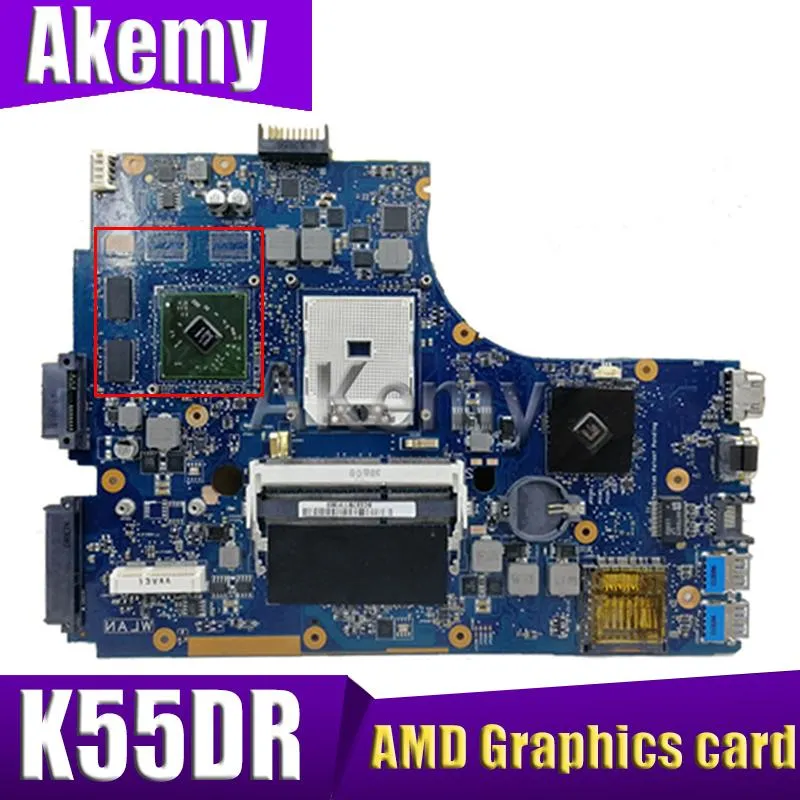 Moderkort K55DR Motherboard är för ASUS A55DR K55DR K55D K55DE K55N Laptop Motherboard AMD Graphics Card 100% Orginal fungerar bra