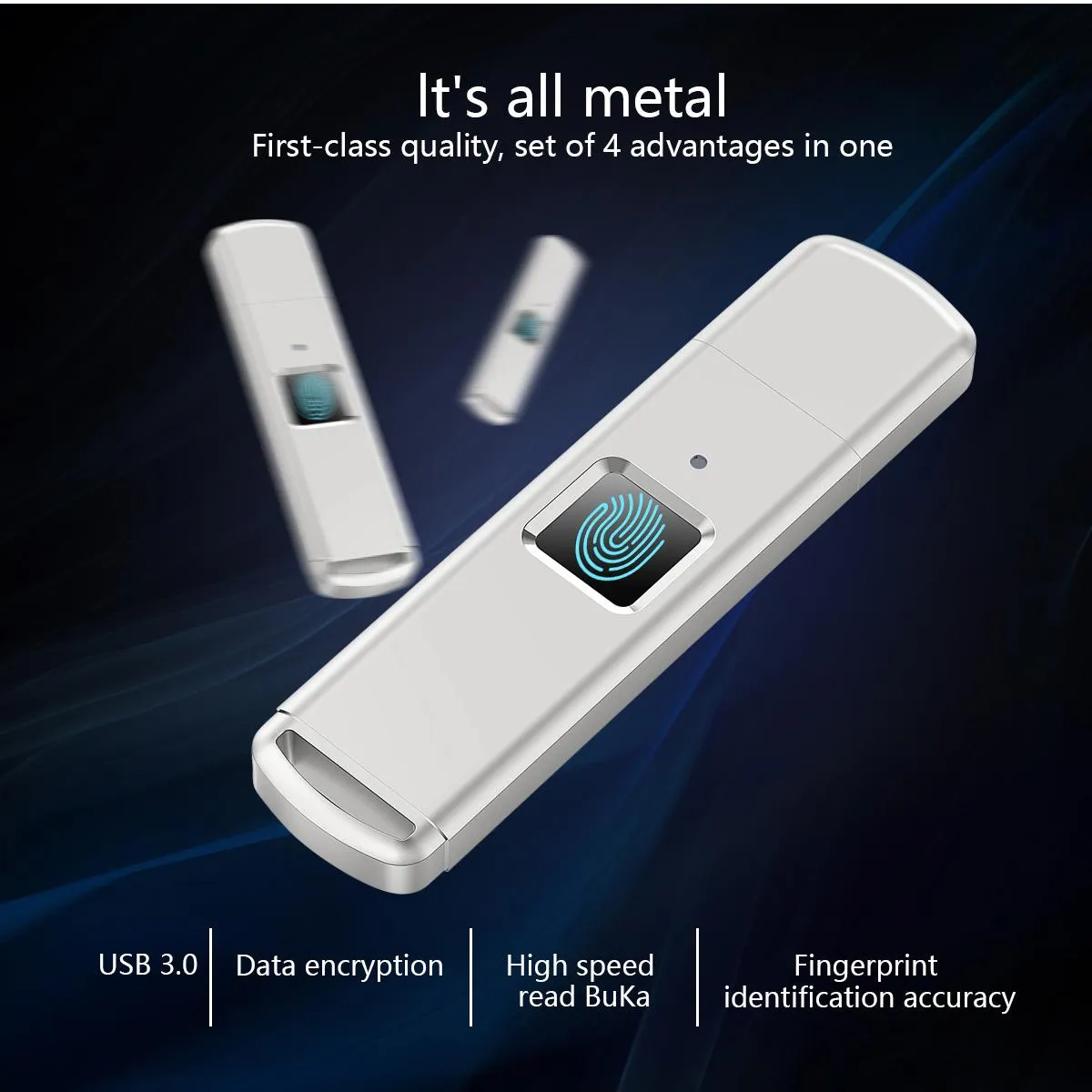 Gadgets Kercan parmak izi tanıma USB3.0 Flash Drive Gizlilik Şifreli Güvenlik 256GB 128GB 64GB 32GB Parmak İzi Şifreli Disk