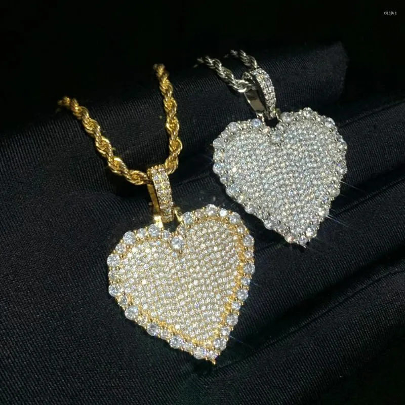 Necklace Earrings Set Full Cz Paved Heart Pendant Plated Gold Silver Color For Women Lady Fashion Wedding Necklaces Jewelry Wholesale