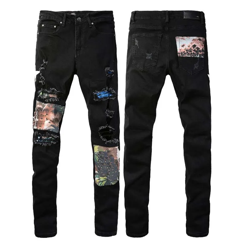 2023 Nuovi jeans di alta qualità pantaloni da moto strappati e strappati jeans da moto slim fit jeans firmati da uomo taglia 28-40 # 11