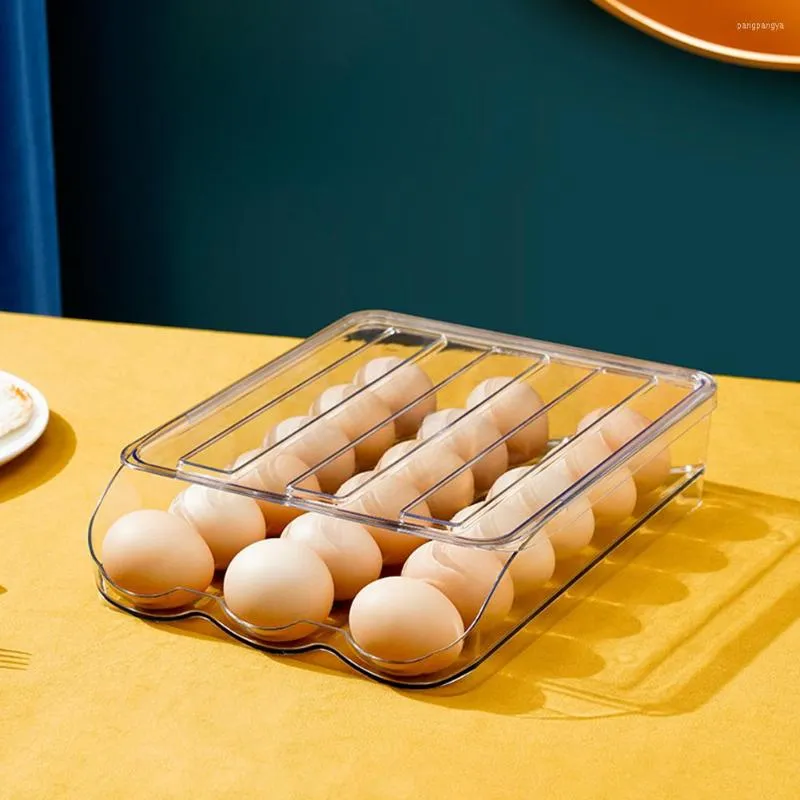 Storage Bottles Egg Holder Automatic Rolling Fresh Box Fridge Supplies Household Transparent For Refrigerator Organizer Bin