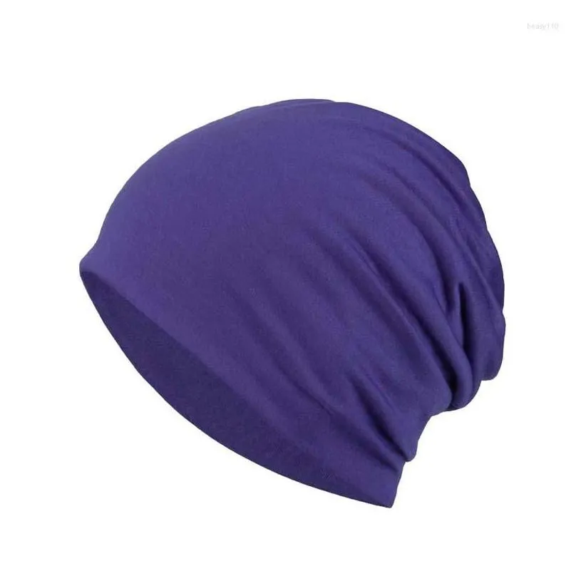 Bérets Bonnets Chapeau Pour Femme Coton Couleur Bonbon Solide Hip Hop Sklies Automne Streetwear Goth Bonnet Ladys Hiver Bonnet De Nuit Head Wrap D Dhsxq