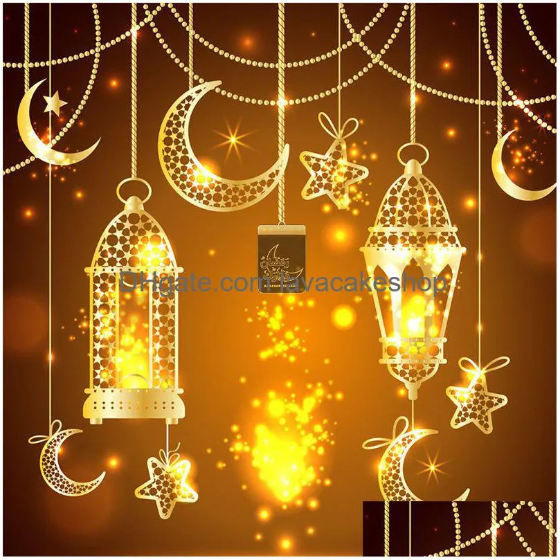 Andere feestelijke feestbenodigdheden Eid Mubarak LED Hanglampen Batterij aangedreven Decoratielamp Ramadan 3D Acryllampen Hanger Musli Dhxjr