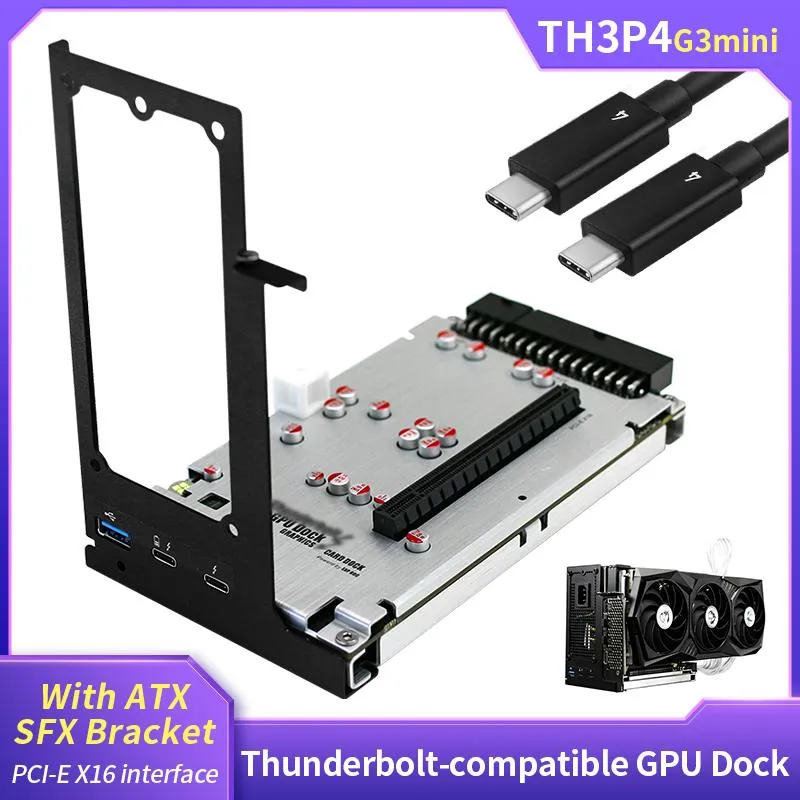 Stationer Th3p4G3 ThunderboltCompatible GPU Dock PCIe x16 bärbar dator till externt grafikkort för anteckningsbok ThunderboltCompatible 3 4