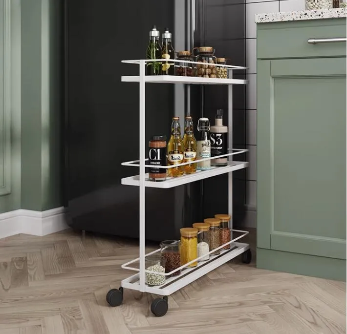 Bathroom shelving Floor moving simple gap small cart multi-functional slit storage iron kitchen storage shelf