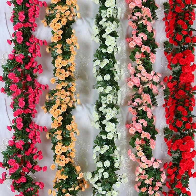 Dekoratif çiçek çelenk ev dekor yapay gül rattan simülasyon düğün dekorasyon odası kapalı asma süsler parti kemer kemer ipi