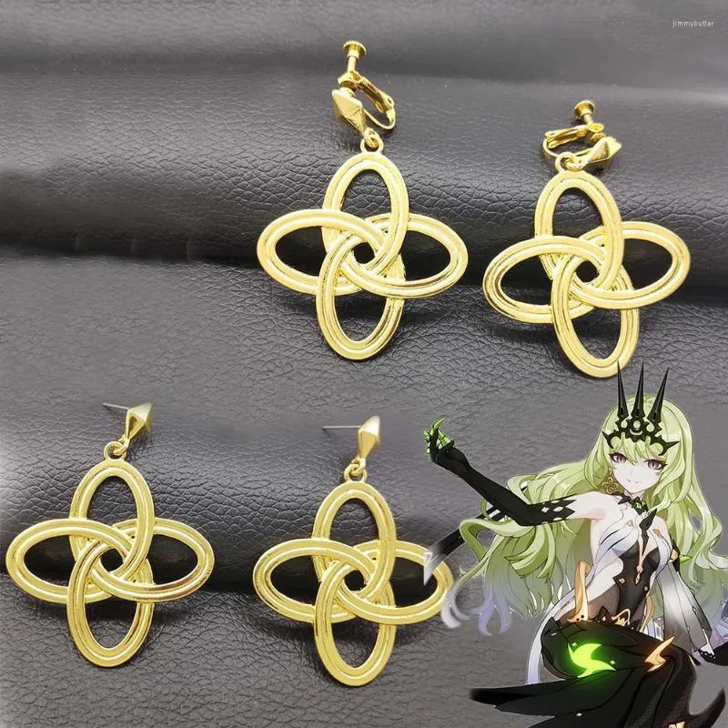 Boucles d'oreilles pendantes jeu Honkai Impact 3 Mobius Cosplay femmes mode pendentif oreille goujons alliage jaune Clips bijoux accessoires cadeaux