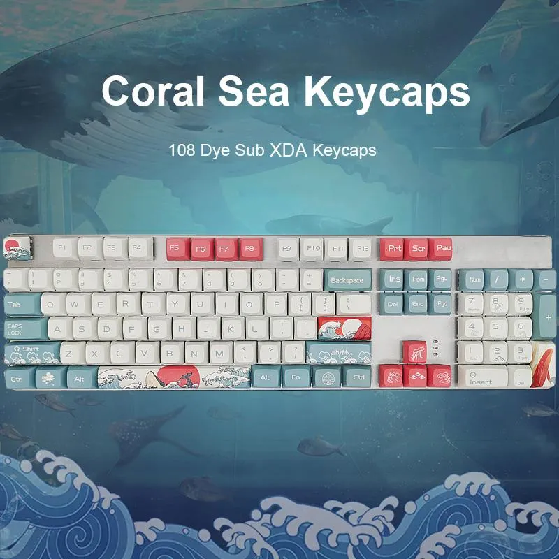 Akcesoria Keycaps dla Filco Mechanical Gaming Keyboard Coral Sea Keycaps Prezent XDA PBT Sublimation 61/87/104 Klucze Cherry MX/Gateron Switch