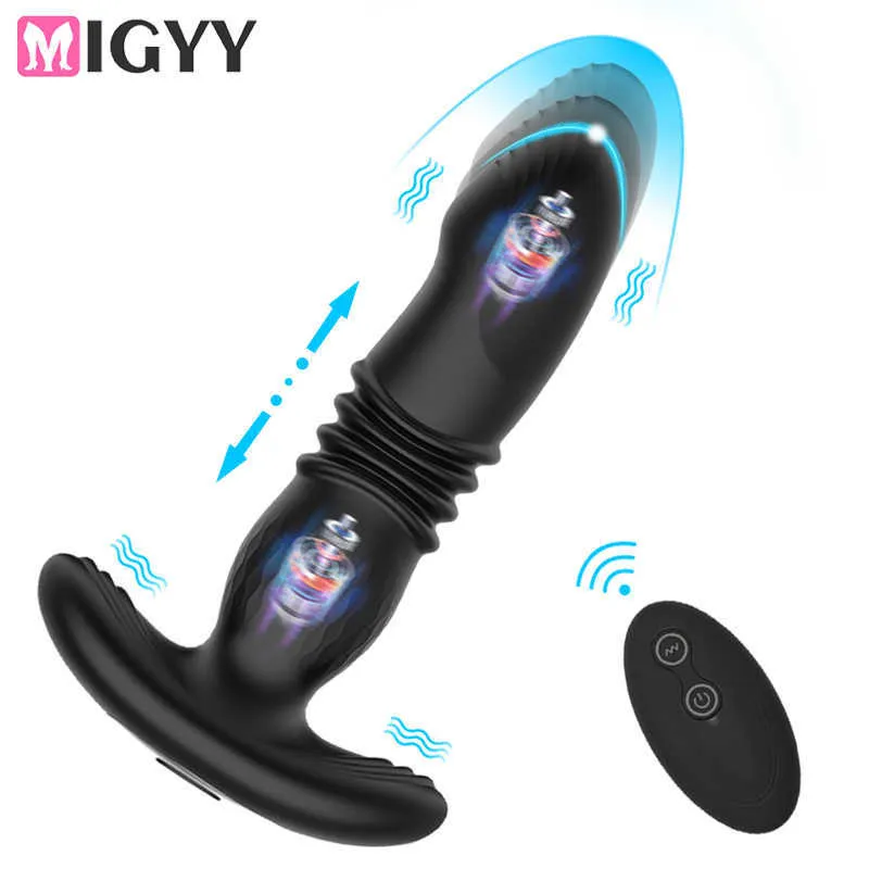 Vibrador de empuje Hombres Dildo Masaje de próstata Anal Plug Juguetes sexuales para adultos 18 Gay Masturbador masculino