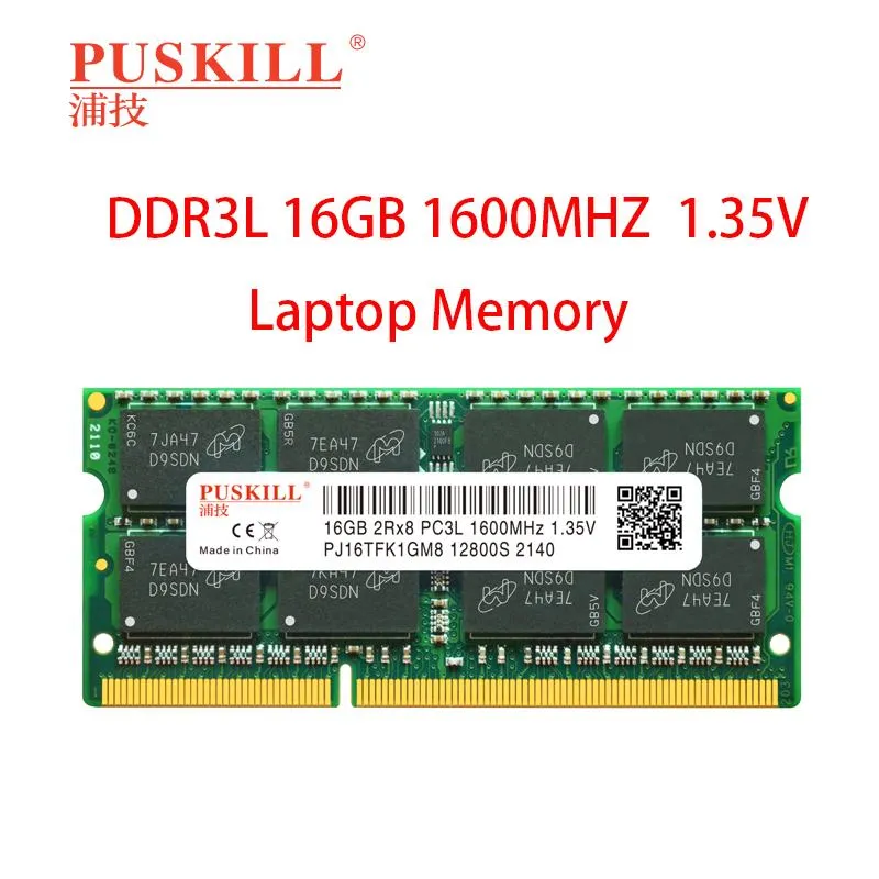 Rams Puskill Originele DDR3L 16G 1600MHz 12800S 1.35V Laptop Computer SODIMM RAMM -geheugen