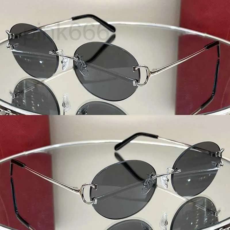 Óculos de sol Designer Advanced Metal Metal sem moldura Circular Men's Momen's Sunglasses com formato côncavo, esportes frios da moda simples, versátil sem caixa 8AX5