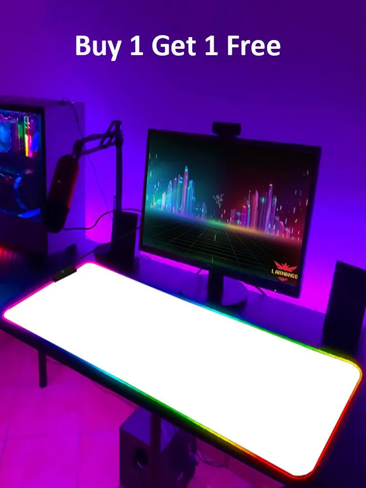 Rests White RGB Gaming Mousepad Game Accessories RGB Mouse Pad Desk Mat Led Computer Tangentboard Mouse MAT XXL Stor MAUSEPAD KÖP 1 FÅ 1