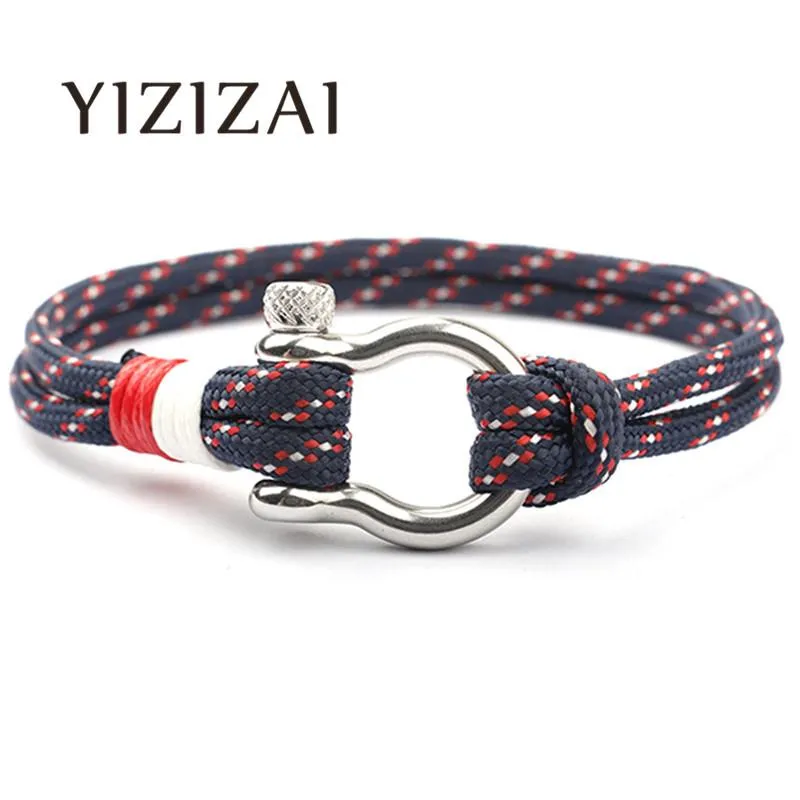 Bracelets porte-bonheur bijoux fantaisie Style marine Sport Camping Parachute cordon hommes acier inoxydable Pulseiras