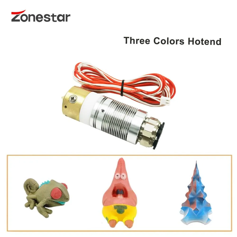 Scanning Zonestar 3in1out mengkleur hotend 1,75 mm Filament 0,4 mm Mk7 Mk8 Nozzle 3D -printeronderdelen 24V Extruder Jhead