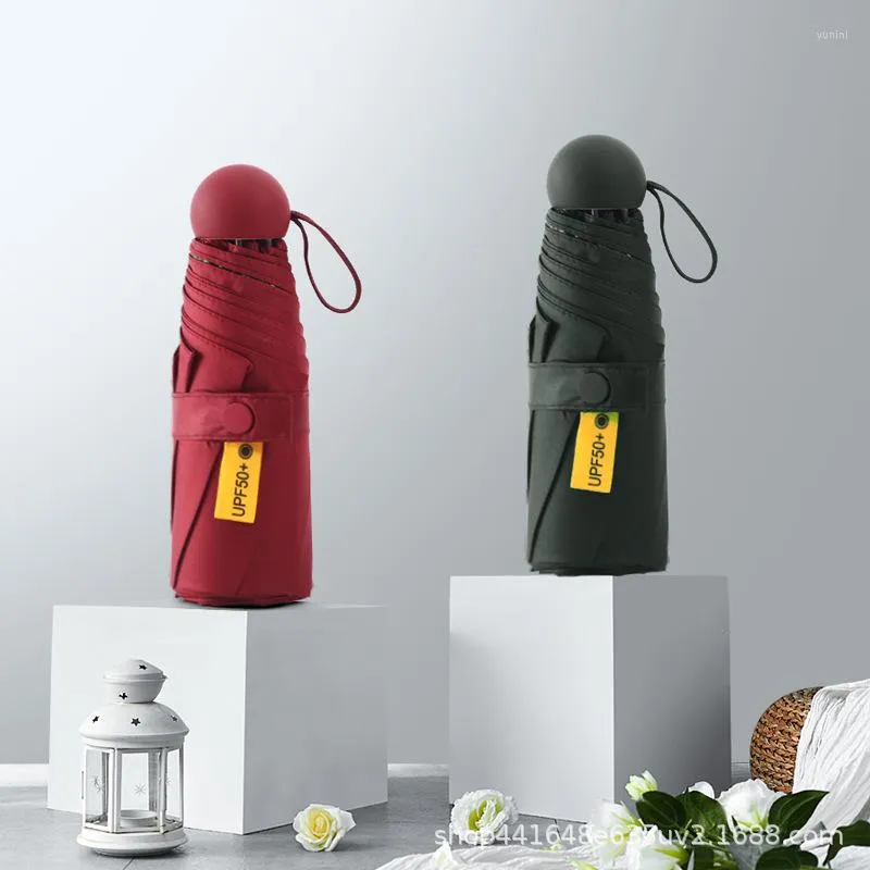 Guarda -chuvas 50% fora da chuva guarda -sol proteção solar lente dobrável case de lente mini bolso de bolso de logotipo de publicidade presente