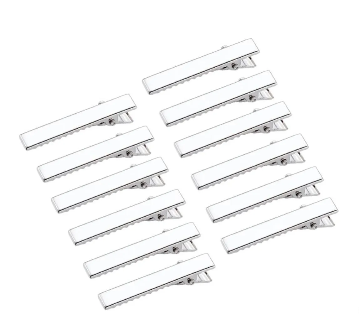 Pinces à cheveux crocodile plates en fer platine, 100 pièces, résultats de bricolage, accessoires pour cheveux, fabrication 34mm 46mm 57mm 77mm340y3832499