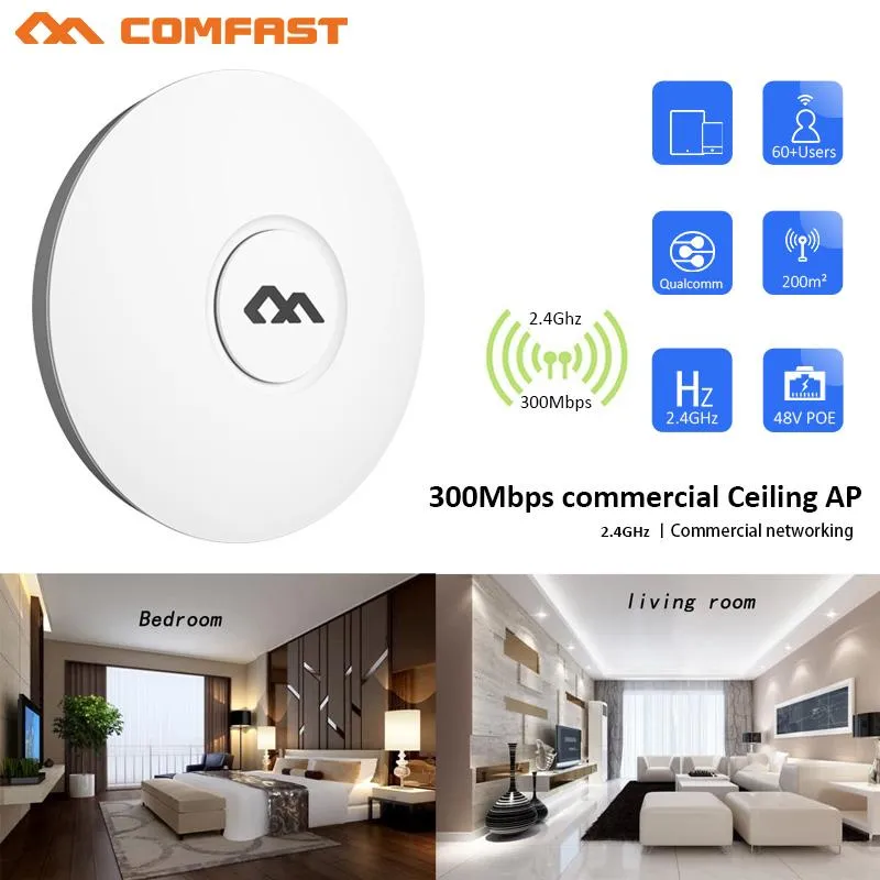 Routers Comfast CFE320V2 Indoor Wireless Router 300m plafond AP OpenWrt WiFi Access Point AP 6DBI antenne 48vpoe Wi Fi Signaalversterker