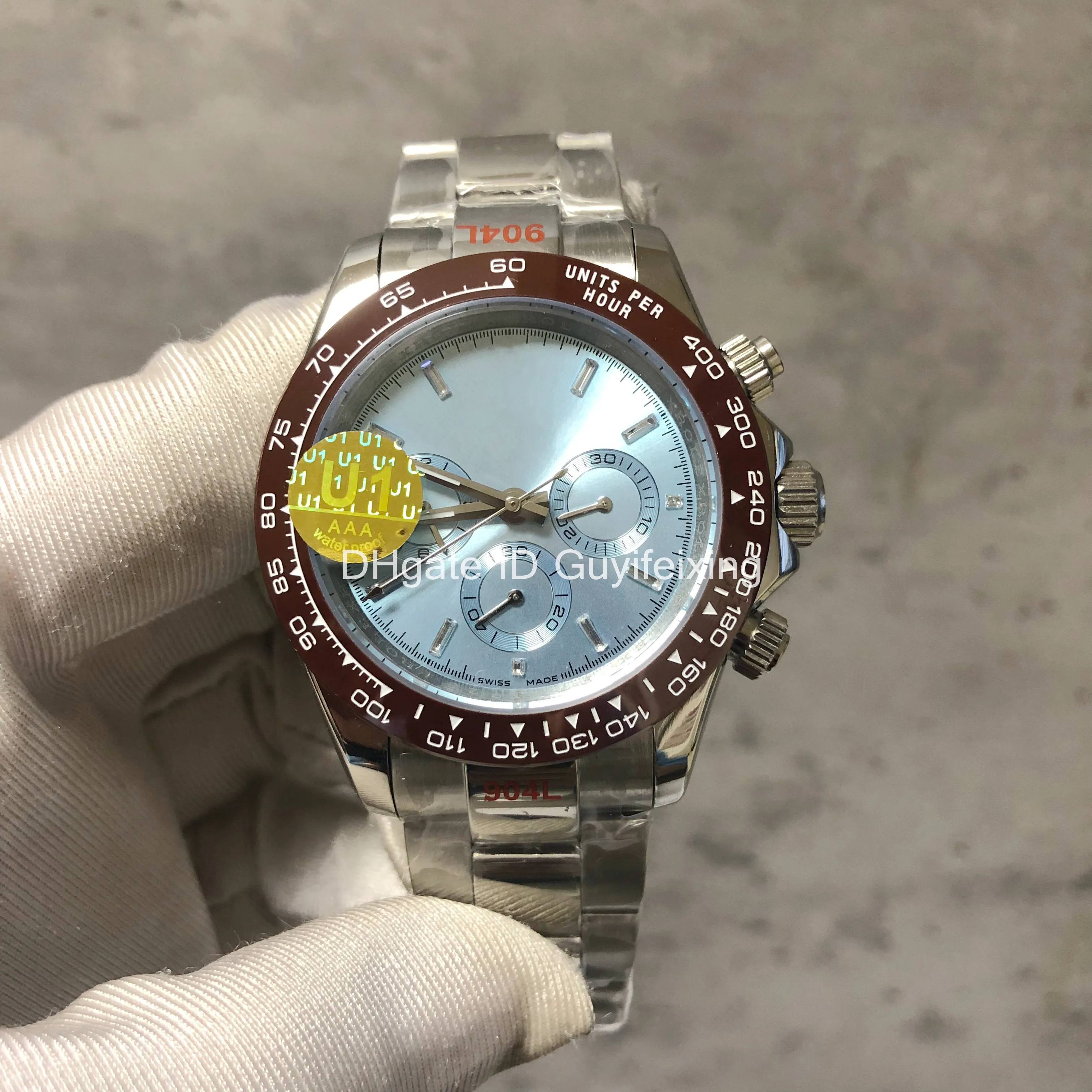 メンズ高級時計：U1 メーカー アイスブルー ダイヤル 40mm 自動巻き 