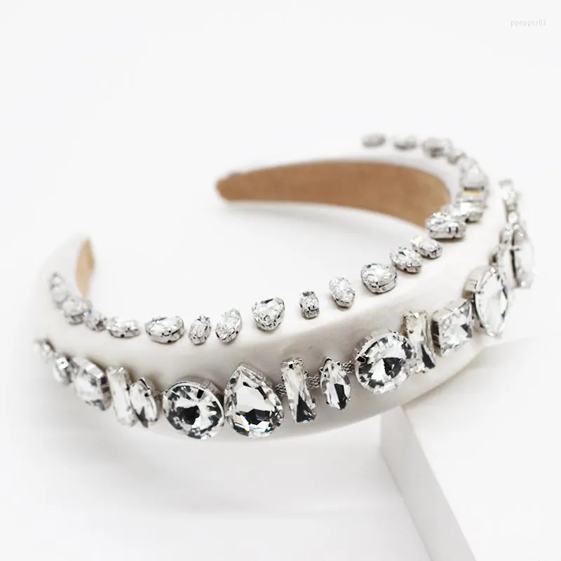 Hair Clips Fashionable White Thin Sponge Spring And Summer Headband Ladies Fashion Rhinestone Super Flash Catwalk 796