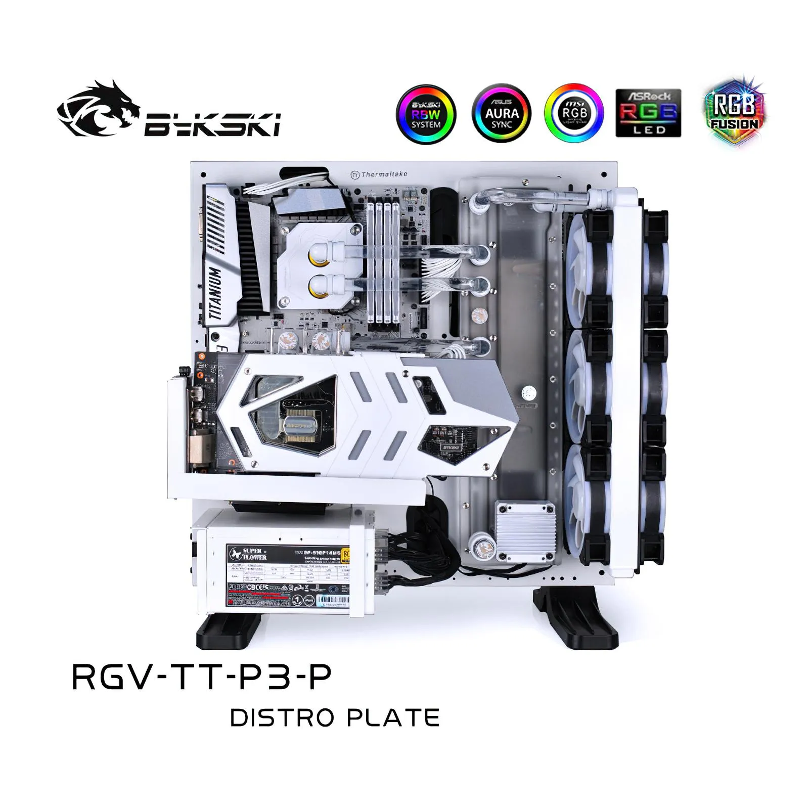 Cooling Bykski Distro Plate Water Cooling Kit for TT Core P3 Chassis CPU GPU RGB RGVTTP3P