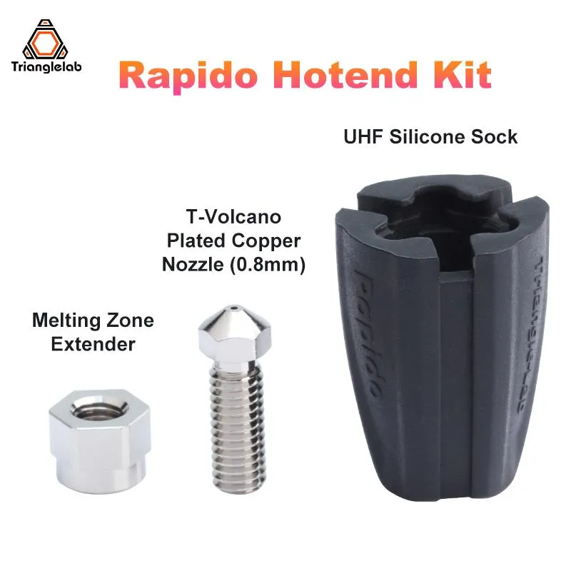 مسح TriangleLab Rapido Hotend Kit Silicone Sock TV6 مطلي بذوبان فوهة النحاس الموسع لـ Rapido Hotend 3D Accesso