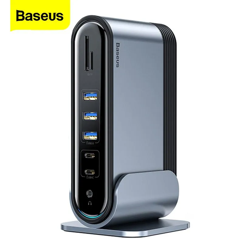 Hubs Baseus 17 в 1 USB C Hub Type C к мульти 4 кд RJ45 VGA USB 3.0 PD Power Adapter Docking Station для Macbook Pro ноутбук USBC Hub
