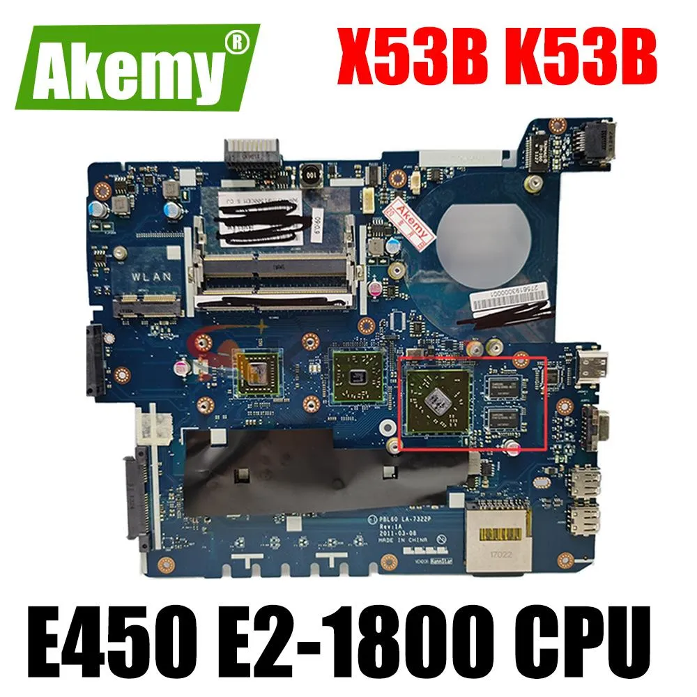 マザーボードX53B LA7322PラップトップマザーボードとE450 E21800 CPU用ASUS X53B K53B CMC50AノートマザーボードメインボードDDR3