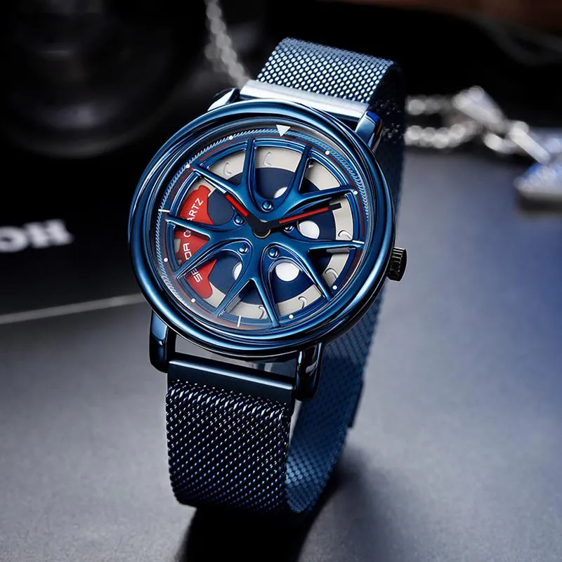 Orologi da polso SYNOKE Orologi da uomo per quadrante ruota auto sportiva in acciaio inossidabile Orologio al quarzo unico impermeabile Relogio Masculino