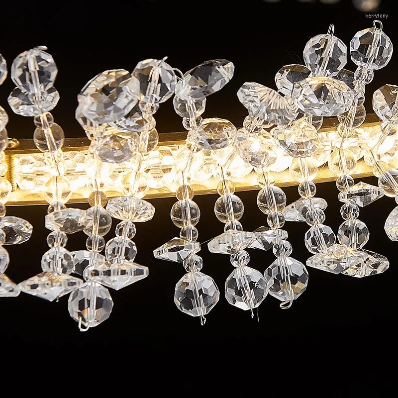Lampadari Illuminazione moderna del candeliere di cristallo per la combinazione dell'anello dell'oro ha condotto le lampade di cristallo lustre della decorazione domestica