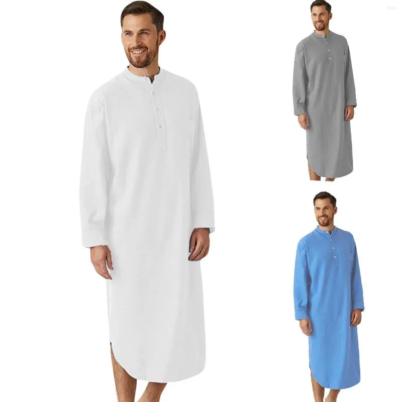 Chemises décontractées pour hommes Chemise à manches longues de couleur unie imprimée Chemise de nuit élégante Chemisier boutonné