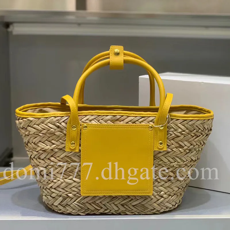 With Golden Letter Logo Fashion Lafite Grass Woven Women`s Handbag Shoulder Bags Crossbody Shopping Bag 34x17cm