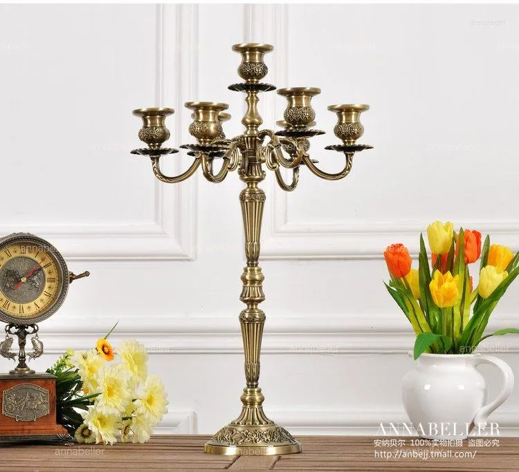 Candle Holders Antique 3/5/7 Lights Bronze Metal Candelabra Vintage Lantern Holder Large Decorative Candles ForHome Decoration ZT2030